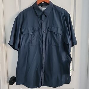 Columbia Silver Ridge Short Sleeve Shirt Mens L Titanium Vented Blue Outdoor